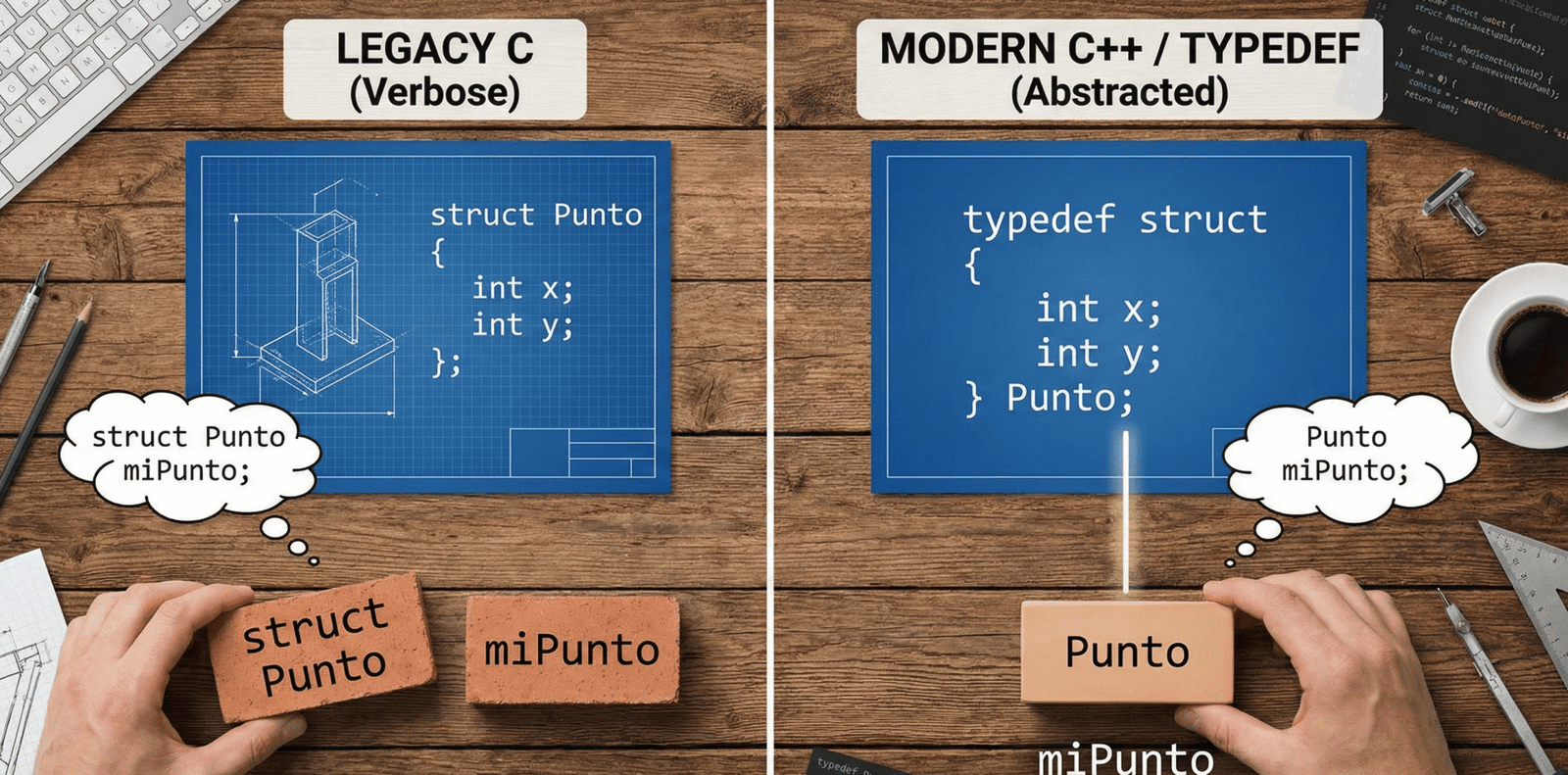 La diferencia entre struct y typedef struct. • HUE CAT INGENIERÍA ESPAÑA